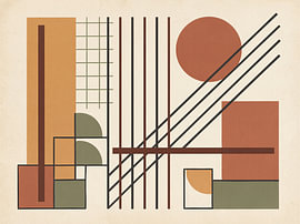 Abstract Bauhaus grid composition in earth tones by STUDIO ARTSY