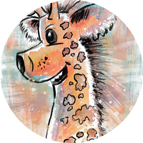 vrolijke illustratie van een giraffe - leuke kinderkamer print