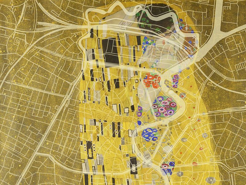 Map of Haarlem Centrum with the Kiss by Gustav Klimt by De Kaartenwinkel