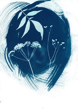 Minimalistische blauwe bloemen Van Lies Praet van Lies Praet