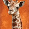Portrait de girafe en orange Expression d'un caractère doux sur Eva Lee