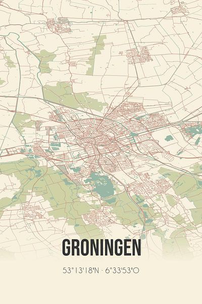Vintage map of Groningen (Groningen) by MyCityPoster