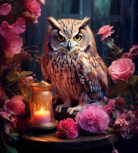 Bougie ambre hibou