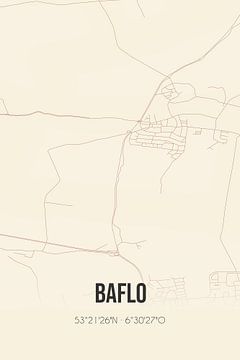 Vintage landkaart van Baflo (Groningen) van MijnStadsPoster