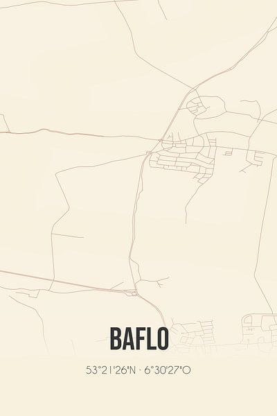 Vintage map of Baflo (Groningen) by Prints of Place