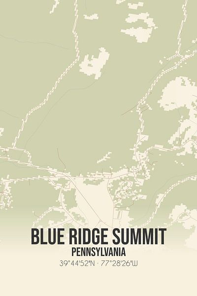 Vieille carte de Blue Ridge Summit (Pennsylvanie), USA. par Affiches de lieux
