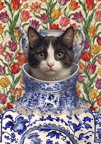 Cat in Delft Blue
