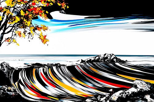 Abstracte kust met herfstkleuren