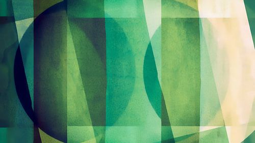 Bauhaus-vormen uit het midden van de eeuw in meditatieve bosgroene kleuren