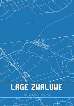 Blauwdruk | Landkaart | Lage Zwaluwe (Noord-Brabant) van MijnStadsPoster