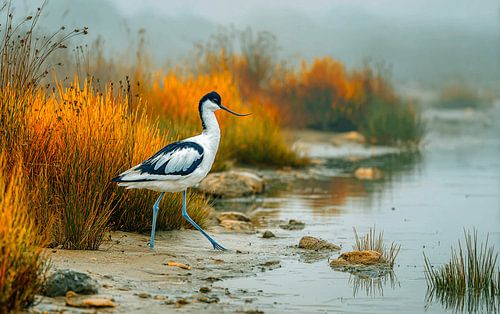 Stille Wateren | Kluut in Herfstlandschap