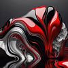 Sculpture abstraite moderne – Rouge Noir sur AidasignArt
