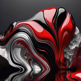 Modern abstract sculpture – Red Black by AidasignArt