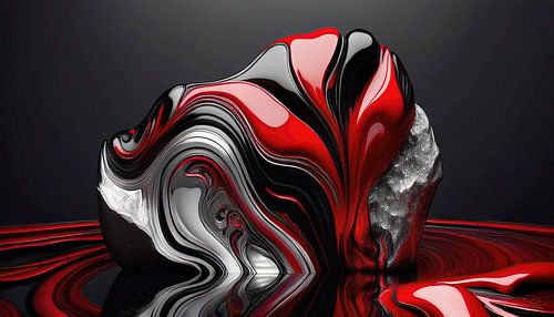 Moderne abstracte sculptuur – Rood Zwart