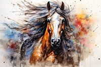 Cheval à l'aquarelle