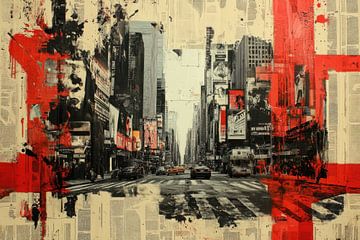 New York City Street - Kraftvolle Stadtmalerei von BowiScapes Abstrakt und digitale Kunst