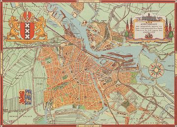 An old map of Amsterdam. 1940. Historical map of Amsterdam, Old Amsterdam by Nederlands Erfgoed
