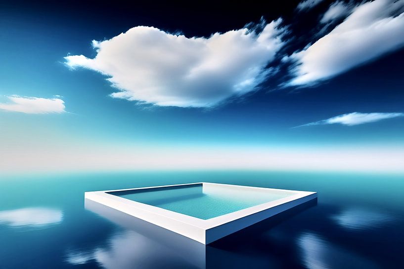 Wit frame op water van Frank Heinz
