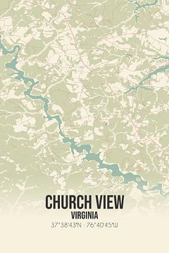 Carte d'époque de Church View (Virginie), USA. sur Rezona