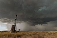 Windmill in Oklahoma with thunderstorm