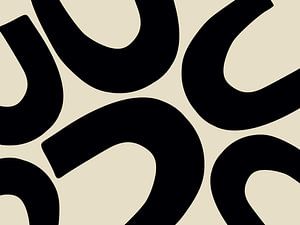 Retro Vintage Abstraktion Beige Schwarz