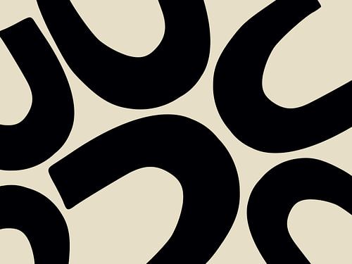 Rétro Vintage Abstraction Beige Noir