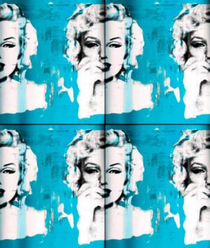 Marilyn Monroe lichtblauwe collage  van Felix von Altersheim