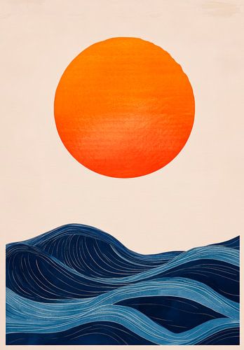 Coucher de soleil sur les douces vagues