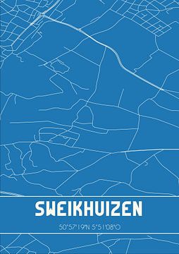 Blauwdruk | Landkaart | Sweikhuizen (Limburg) van MijnStadsPoster