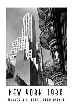 New York 1936: Murray Hill Hotel, Park Avenue van Christian Müringer