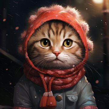 Kat in wintertijd van TheXclusive Art