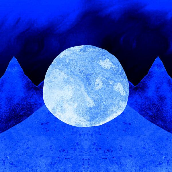 Moon and Blue Mountains by Mad Dog Art
