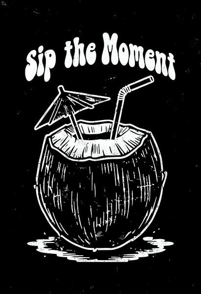 Coconut Drink Art Print, Tropical Summer Vibe, Vacation Wall Decor by Artistic