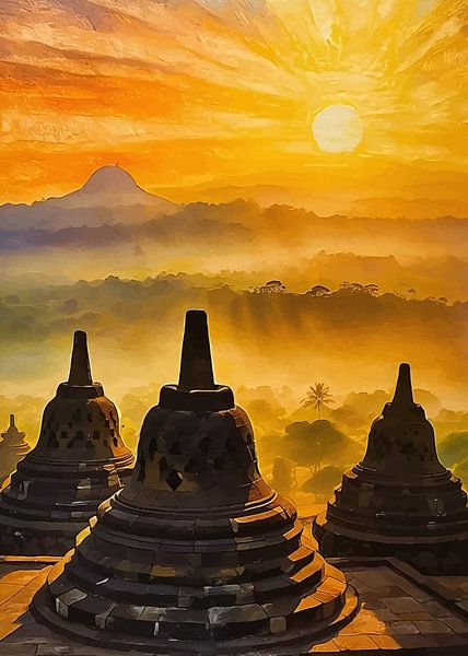 Borobudur-Tempel Sonnenaufgang von MIROKKU