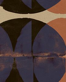 Abstract shapes in retro colors. Terra, blue, black no. 3 by Dina Dankers