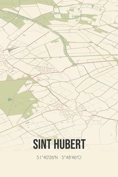 Alte Karte von Sint Hubert (Nordbrabant) von Ortsdrucke