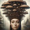 Vrouw met paddenstoelen van Hans-Jürgen Flaswinkel