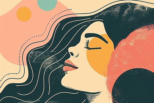 Abstract portret van vrouw met kleuren