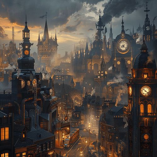 Paysage urbain au crépuscule