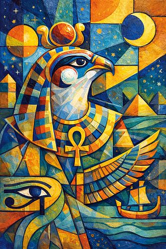Horus Egyptische God schilderij.