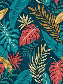 Tropische Dämmerung: Abstraktes Laub-Muster von Artistic