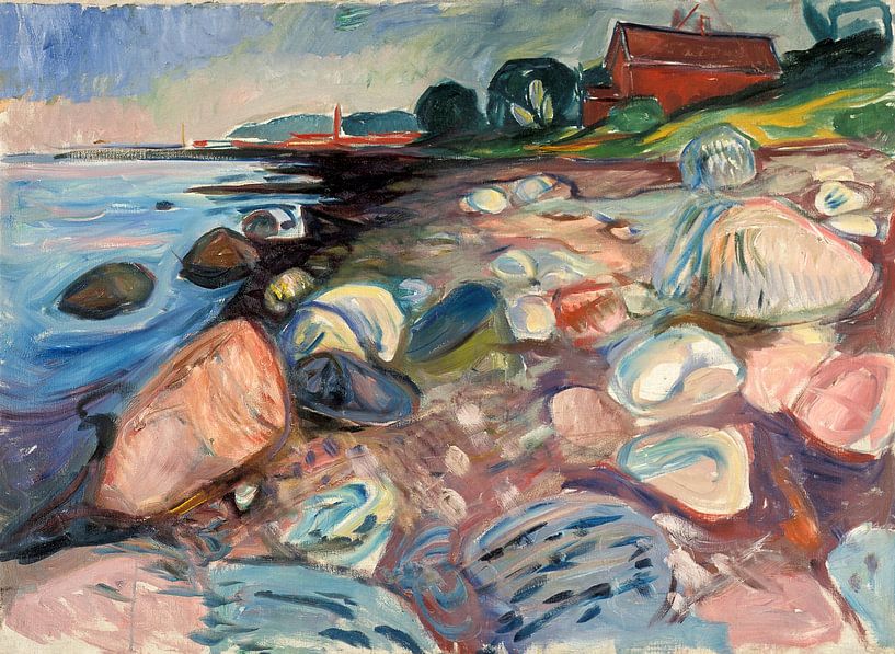 Shore with Red House, Edvard Munch by Masterful Masters