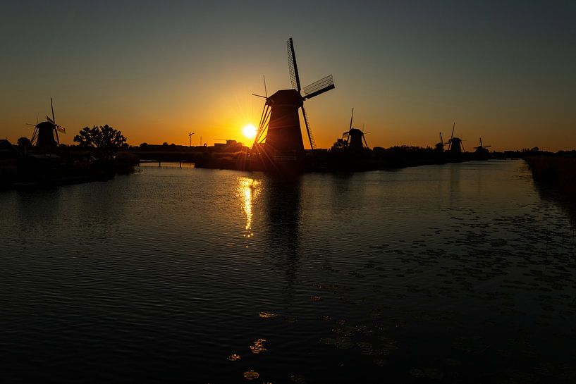 Moulins à vent de Kinderdijk au coucher du soleil par Elly Damen