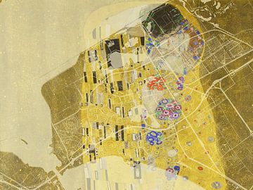 Kaart van Almere met de Kus van Gustav Klimt van Map Art Studio