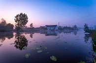 Boerderij bij zonsopkomst in Sint-Omaars van Sam Mannaerts thumbnail