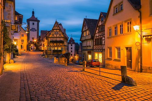 Een avond in Rothenburg ob der Tauber, Duitsland