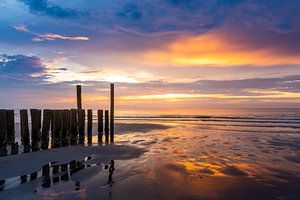 Sonnenuntergang über dem Strand von Domburg