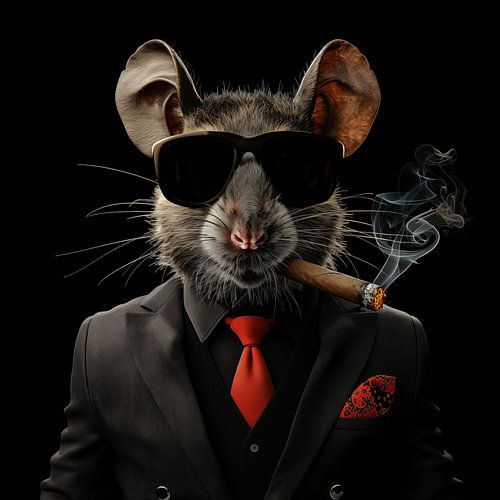 Muis met sigaar en zonnebril