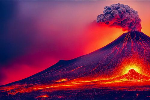 Vulkanische Uitbarsting Landschapskunst Illustratie