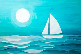 Voilier dans la lumière turquoise de l'océan sur Poster Art Shop